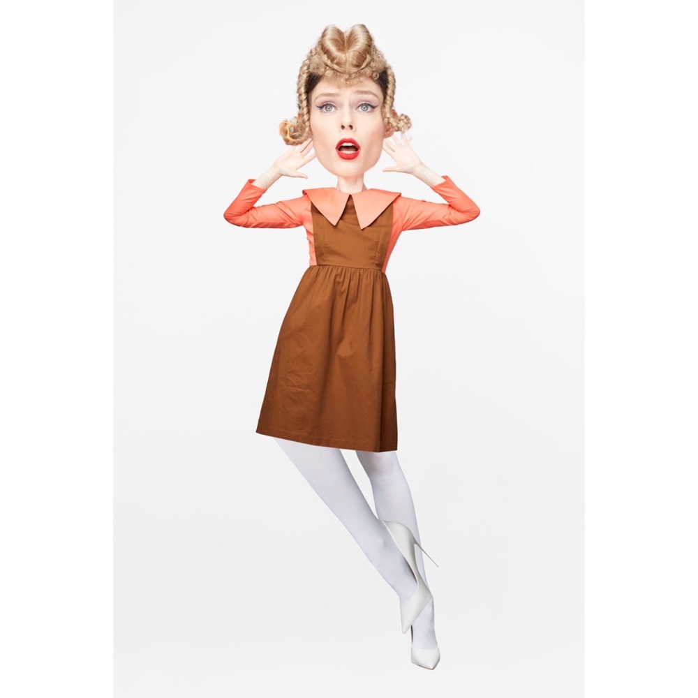 BATSHEVA Renaissance Dress in Coral and Brown